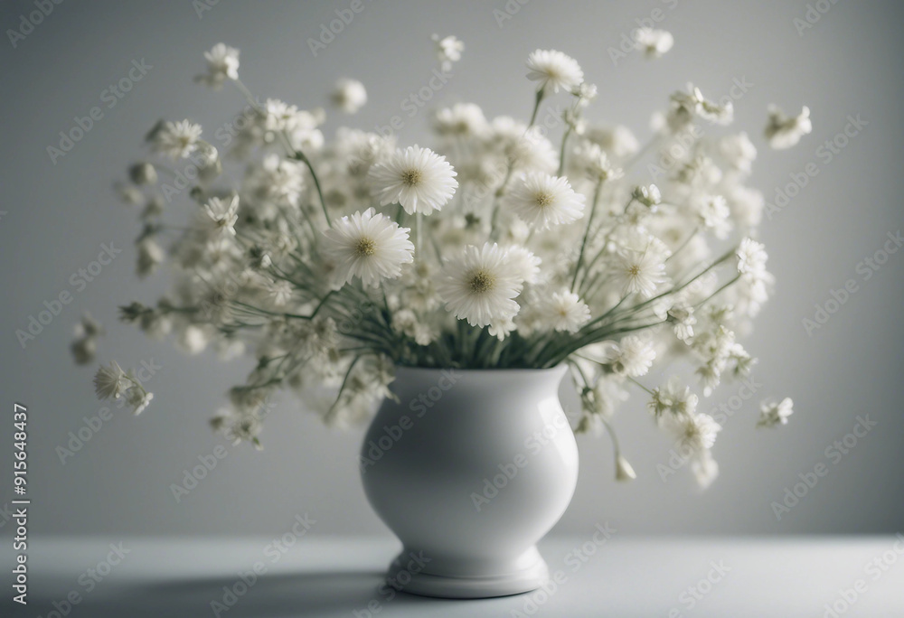 A sophisticated display of white flowers artistically arranged in a vase captured in a 16 9 aspect r A sophisticated display of white flowers artistically arranged in a vase captured in a 16 9 aspect r