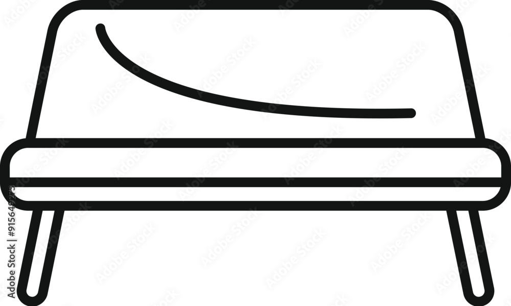 Simple line icon of a folding massage table being folded up after a treatment at a spa or clinic Simple line icon of a folding massage table being folded up after a treatment at a spa or clinic