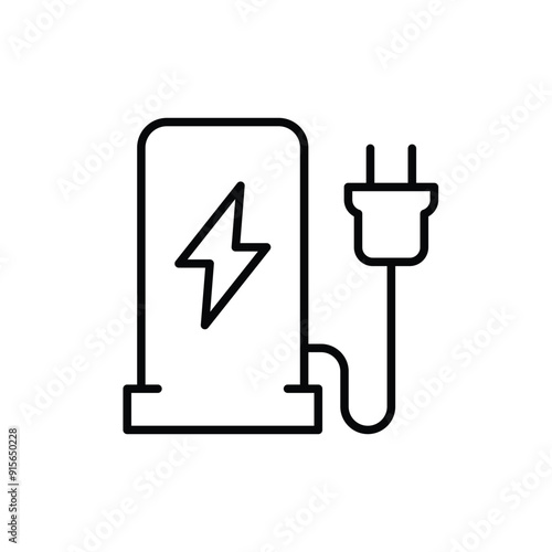 EV charging station icon. Simple outline style. Power supply station, charge, electric vehicle, green energy, technology concept. Thin line symbol. Vector illustration isolated.