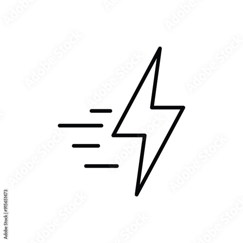 Fast charging icon. Simple outline style. Charge, fast, voltage, speed, design, full, energy, boost, quick, rapid, technology concept. Thin line symbol. Vector illustration isolated.