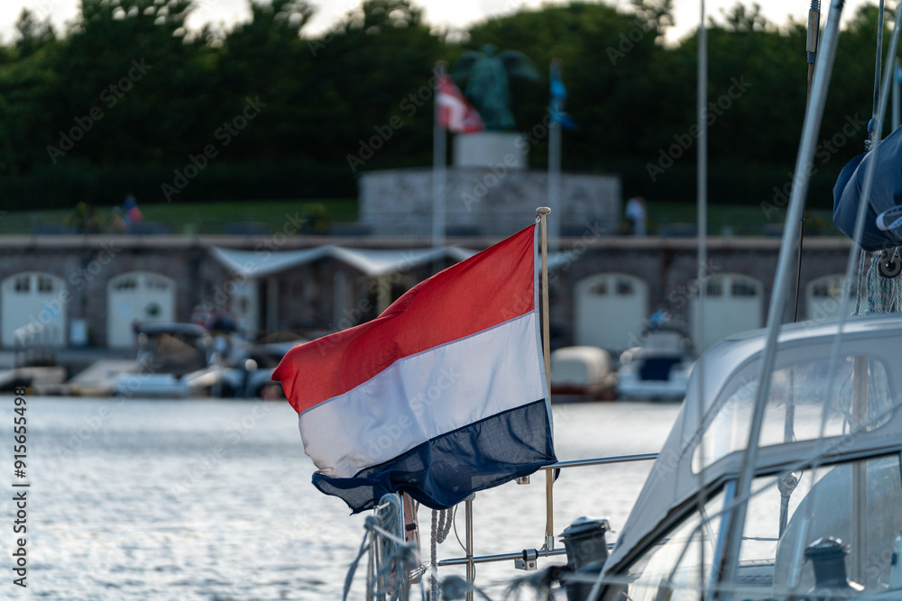 Fototapeta premium Luxembourg flag on the boat