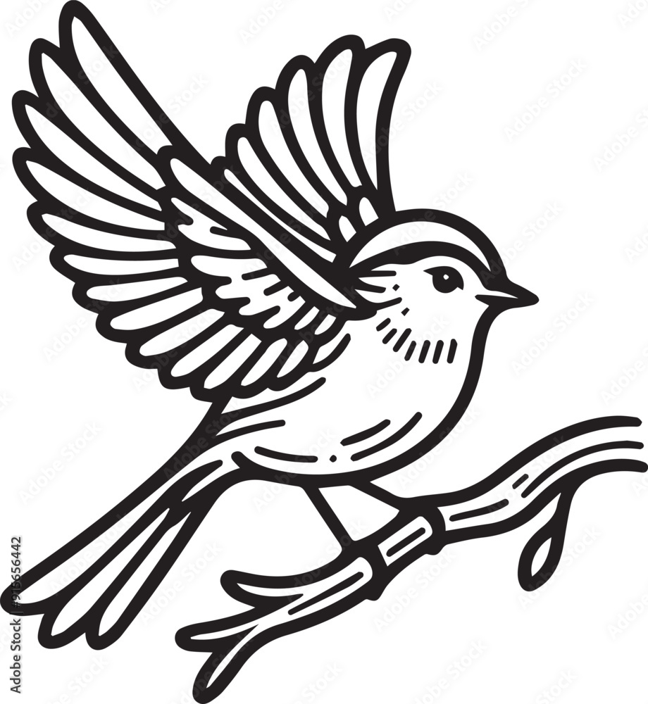 Fototapeta premium Bird one line colorful page illustration