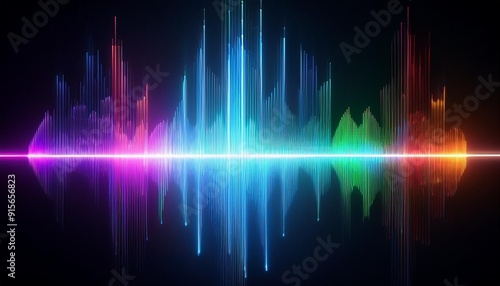 Wallpaper Mural Holographic 3D music equalizer with glowing effects, 3D background music, futuristic and striking Torontodigital.ca
