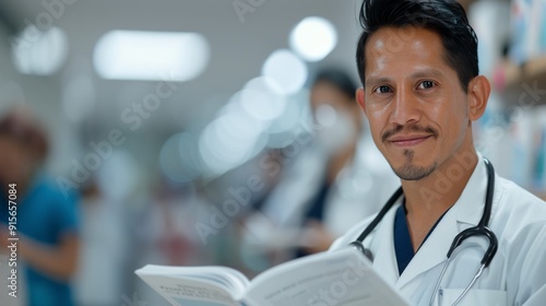 Doctor Examining Patient Records in Modern Hospital Setting