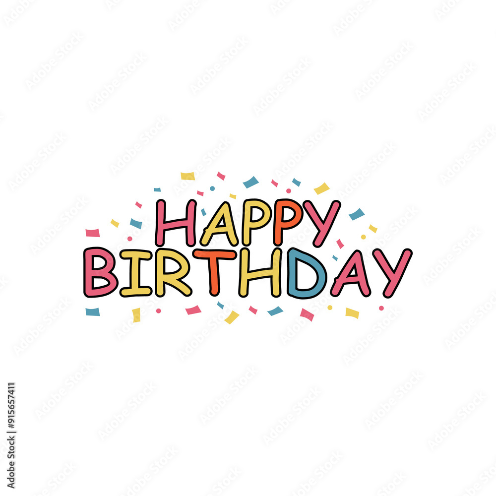Fototapeta premium Happy Birthday transparent typography lettering design. birthday calligraphy font.