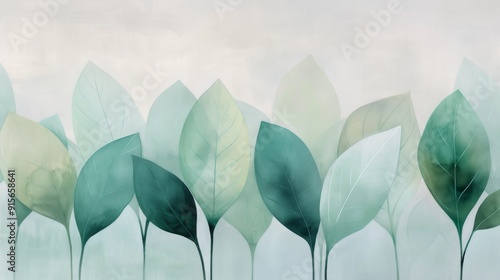 Delicate Green Leaves Against Soft Background in Natural Serenity