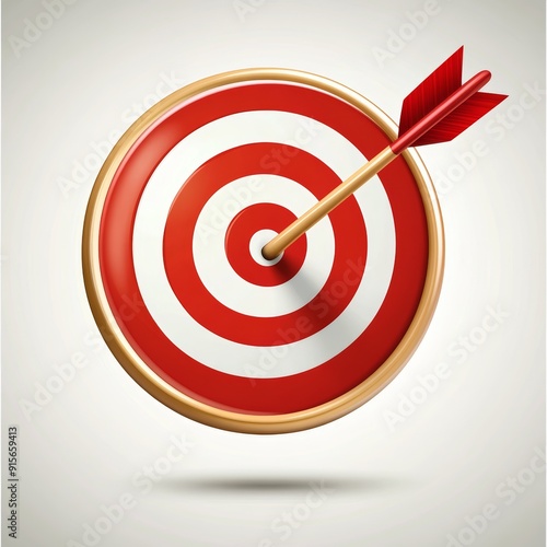 Red arrow hitting the center of a red and white target