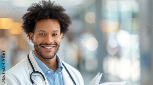 Doctor Examining Patient Records in Modern Hospital Setting