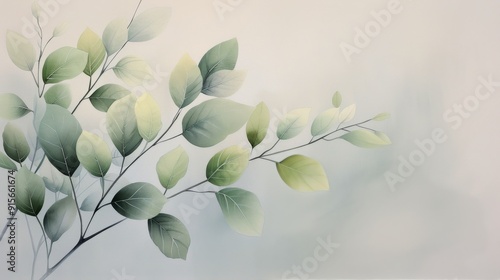 Delicate Green Leaves Against Soft Background in Natural Serenity