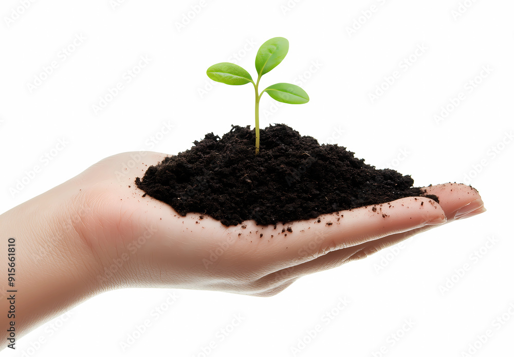 Hand holding a small plant or small tree for giving life to the earth, isolated on white background. Concept of conservation, planting, sustainability, environmental and ecology Hand holding a small plant or small tree for giving life to the earth, isolated on white background. Concept of conservation, planting, sustainability, environmental and ecology