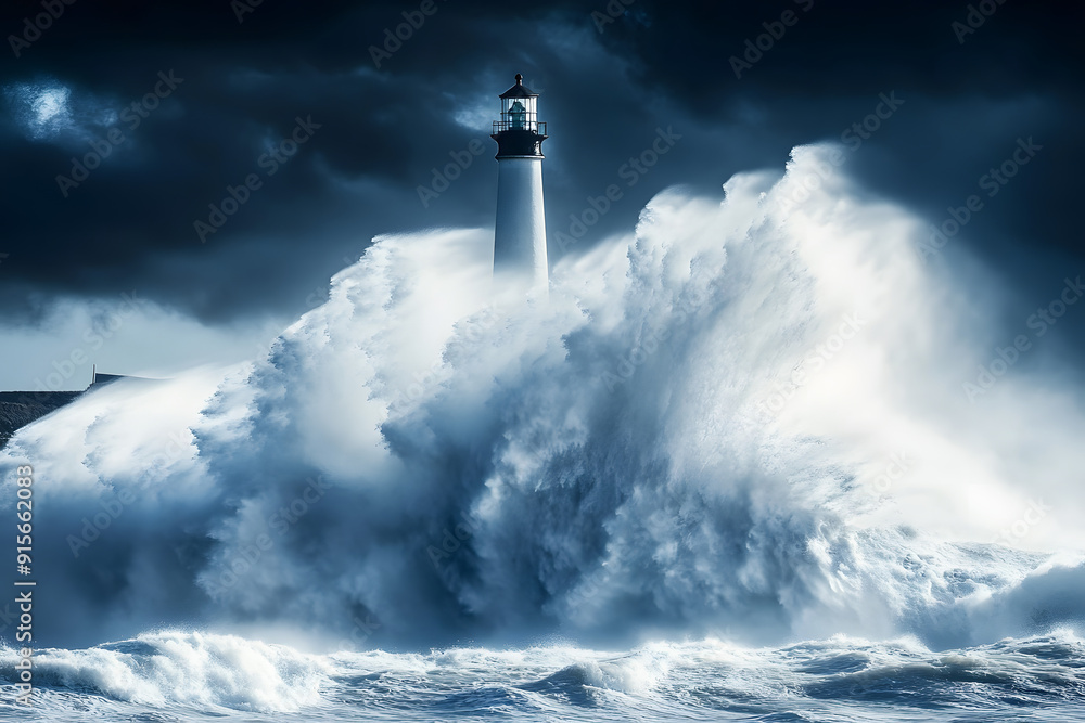 Leuchtturm trotzt gigantischen Wellen bei Sturm Leuchtturm trotzt gigantischen Wellen bei Sturm