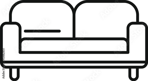 Simple line drawing of a sofa with backrest and armrests