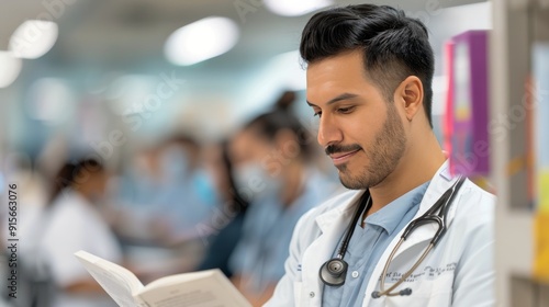 Doctor Examining Patient Records in Modern Hospital Setting