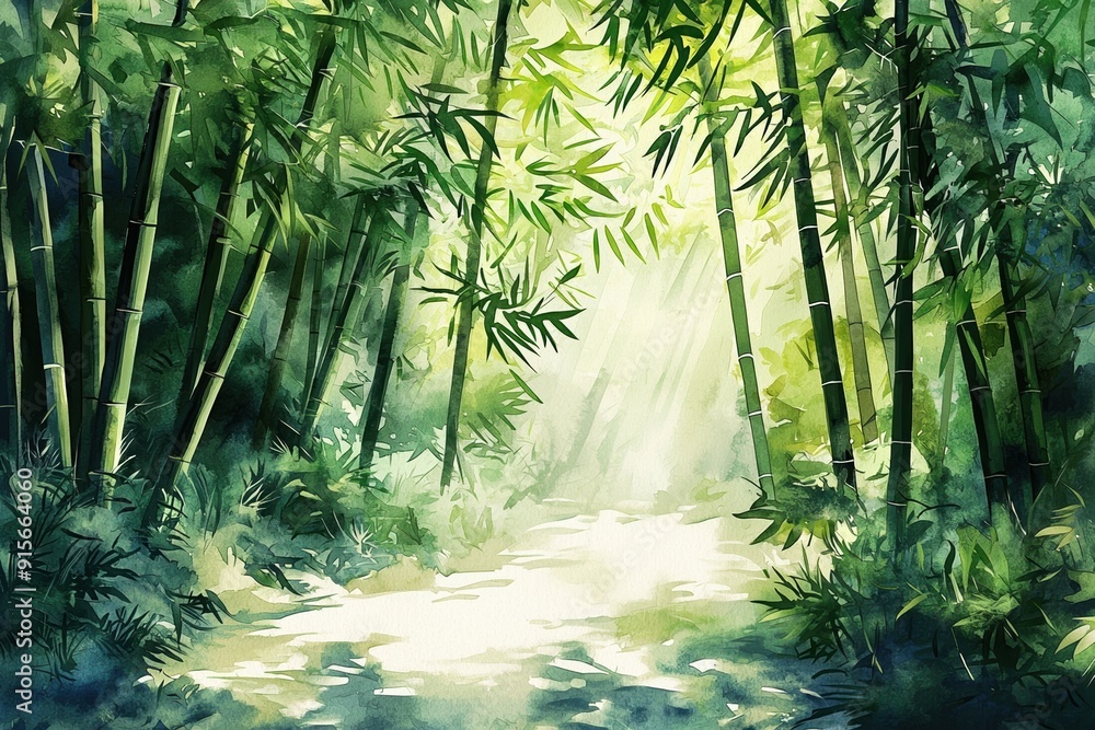 A serene bamboo forest bathed in soft sunlight, offering a peaceful escape into nature's lush greenery. A serene bamboo forest bathed in soft sunlight, offering a peaceful escape into nature's lush greenery.