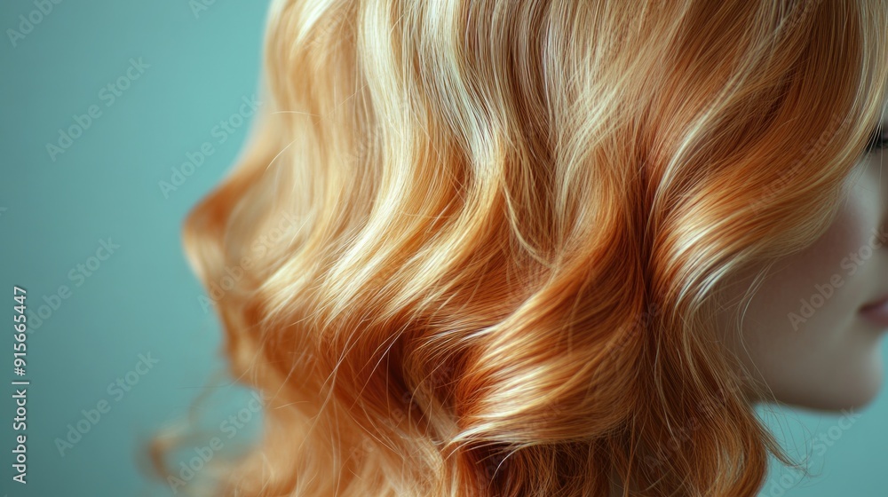 Naklejka premium Close-up shot of a woman's head with bright red hair
