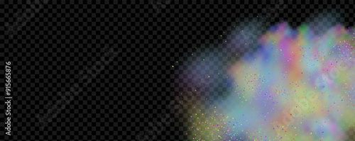 Background of an explosion of colorful smoke clouds.Multicolor fog with blue and yellow particles.Explosions of color powder.