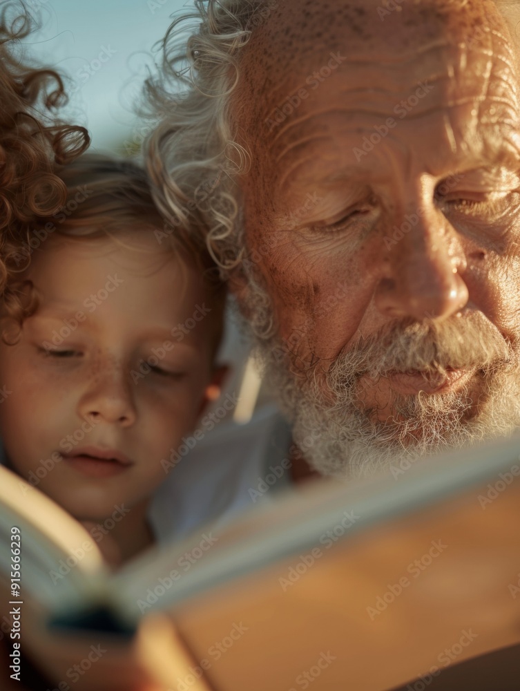 Elderly Man with Alzheimers Reminiscing with Grandchildren Over Old Album, Afternoon Sun, Warm Family Connection Elderly Man with Alzheimers Reminiscing with Grandchildren Over Old Album, Afternoon Sun, Warm Family Connection