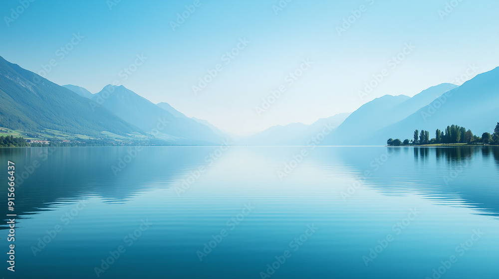 Obraz premium Blue lake calm water