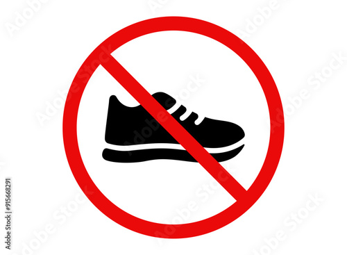 No shoes allowed icon. Please remove your shoes sign. Please take off your shoes illustration. Vector no shoes symbol.