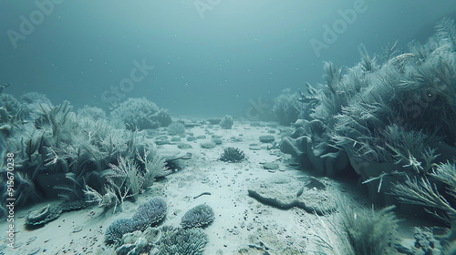 Bleached Coral Reef Underwater photo