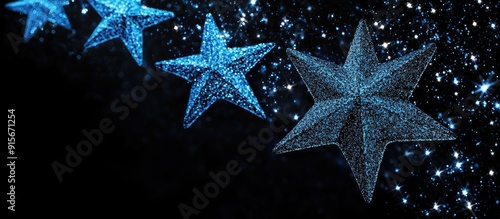 Blue stars set against a bl...