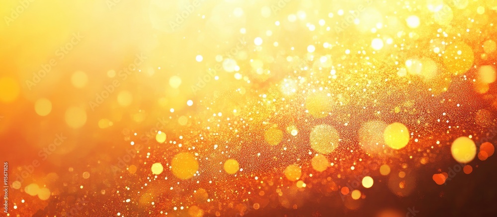 Golden abstract glitter in orange and yellow on a flat surface with shimmering white irregular spots Blurred bokeh glamorous texture Vintage or grunge copyspace backdrop retro patterned wall Golden abstract glitter in orange and yellow on a flat surface with shimmering white irregular spots Blurred bokeh glamorous texture Vintage or grunge copyspace backdrop retro patterned wall