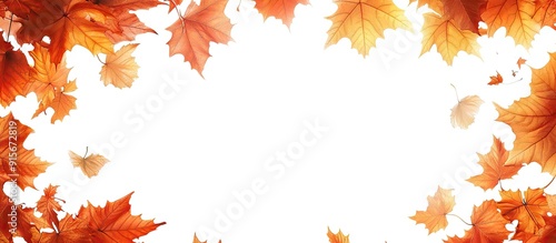 Frame of autumn maple leaves with copyspace on a white background