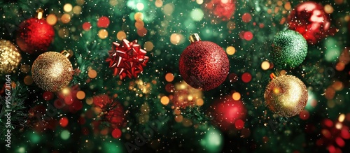 Christmas adornment on an abstract backdrop. with copy space image. Place for adding text or design