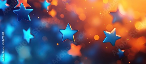 Wallpaper Mural Orange background adorned with shiny blue stars Banner. with copy space image. Place for adding text or design Torontodigital.ca