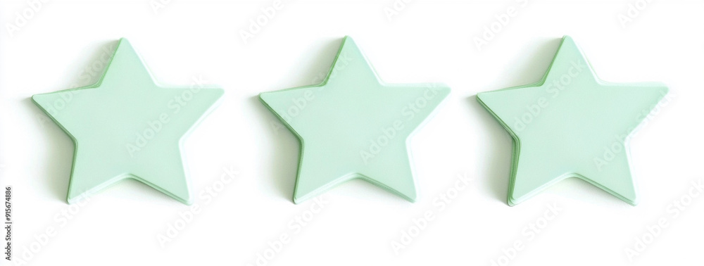 pastel green star-shaped sticky notes, isolated on a white background pastel green star-shaped sticky notes, isolated on a white background