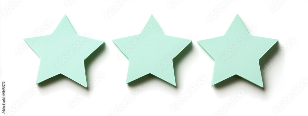 pastel green star-shaped sticky notes, isolated on a white background pastel green star-shaped sticky notes, isolated on a white background
