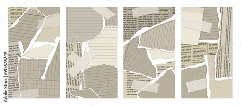 vintage torn paper and newspaper page realistic with shadow backgroun