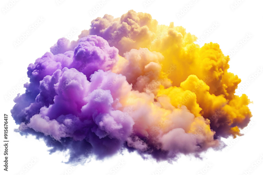 Fototapeta premium Fluffy clouds yellow and purple colours png