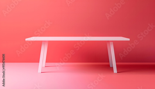 White table isolated on blurred blue gradient red background. isolated on a solid red background. Illustrations design