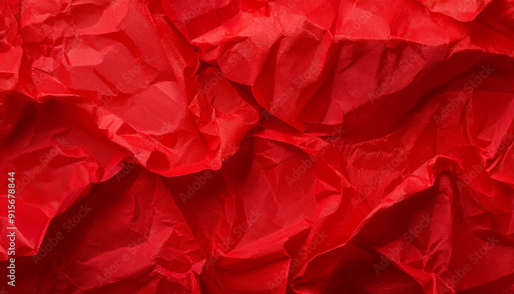 Bright red crumpled and creased paper. Rich and abstract textured background. Close-up Bright red crumpled and creased paper. Rich and abstract textured background. Close-up