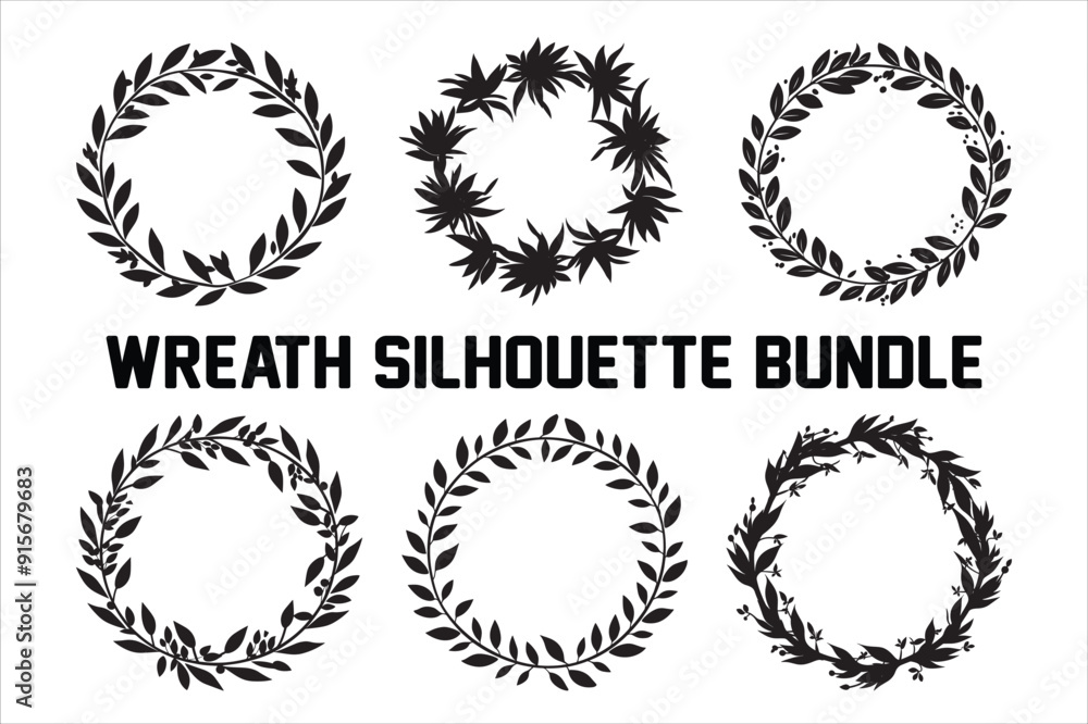 circle Wreath set vector. Set of circle floral Wreath silhouettes. Floral wreaths Vector illustration. circle Wreath set vector. Set of circle floral Wreath silhouettes. Floral wreaths Vector illustration.