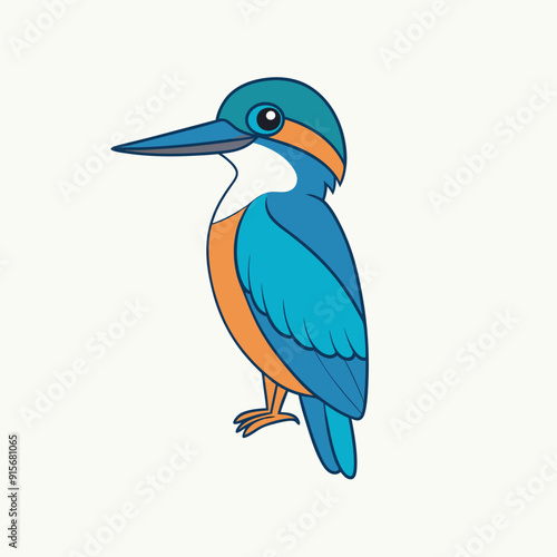 Flying kingfisher cartoon vector illustration on white background, perfect for clipart.