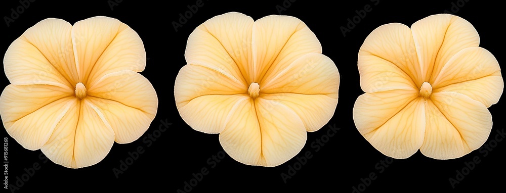 Close-up view of vibrant yellow primrose flowers against a black background