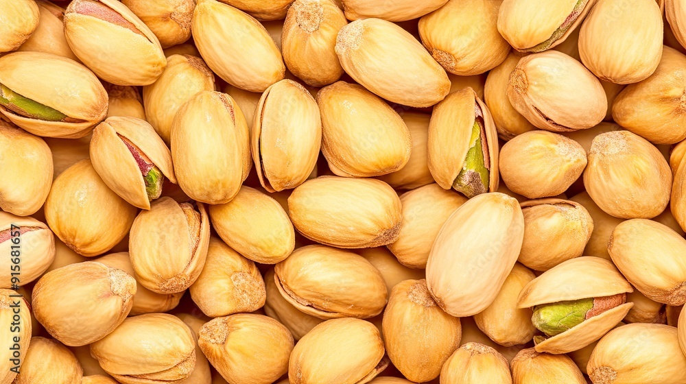 Close-up view of pistachio nuts with closed shells on a white background Close-up view of pistachio nuts with closed shells on a white background
