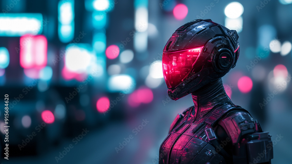The android is a humanoid. The text is Cyber Monday. A place for the text. A banner with an android. The android is a humanoid. The text is Cyber Monday. A place for the text. A banner with an android.