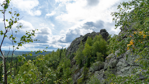 Mountain Shunut or Shunut-Kamen in Sverdlovsk region of Russia, mountain peak of Urals with length of 15 kilometers, located west of Yekaterinburg photo