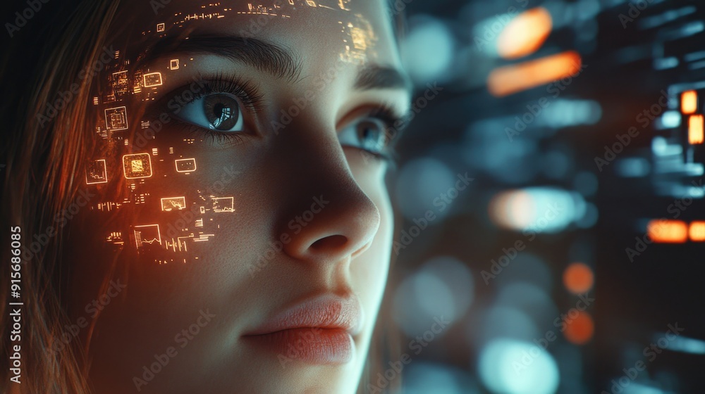 A detailed shot of a futuristic facial design, ideal for sci-fi or tech-related concepts A detailed shot of a futuristic facial design, ideal for sci-fi or tech-related concepts