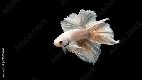 The subtle movements of the beautiful betta fish and the brightly sparkling scales of the betta fish reflect the light against the black background, exuding a sense of elegance and serenity.