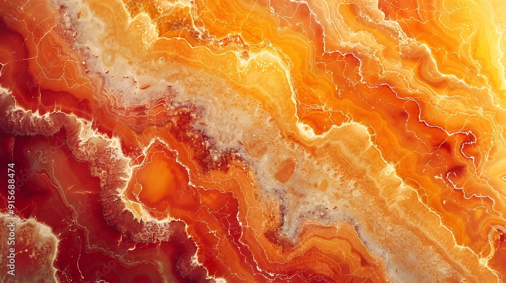 Detailed view of warm orange and red marble tones blending together, under soft natural lighting to enhance the serene sunset-inspired patterns. --ar 16:9 --v 6.0 --s 250 --style raw Detailed view of warm orange and red marble tones blending together, under soft natural lighting to enhance the serene sunset-inspired patterns. --ar 16:9 --v 6.0 --s 250 --style raw