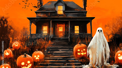 scary spooky halloween season, monster skull and crossbones halloween witch with pumpkin, halloween and October background	