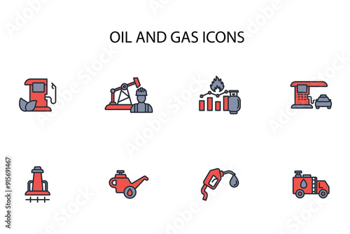 Oil and Gas icon set.vector.Editable stroke.linear style sign for use web design,logo.Symbol illustration.