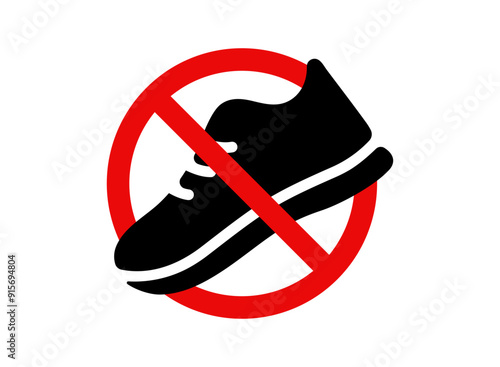 No shoes allowed icon. Please remove your shoes sign. Please take off your shoes illustration. Vector no shoes symbol.