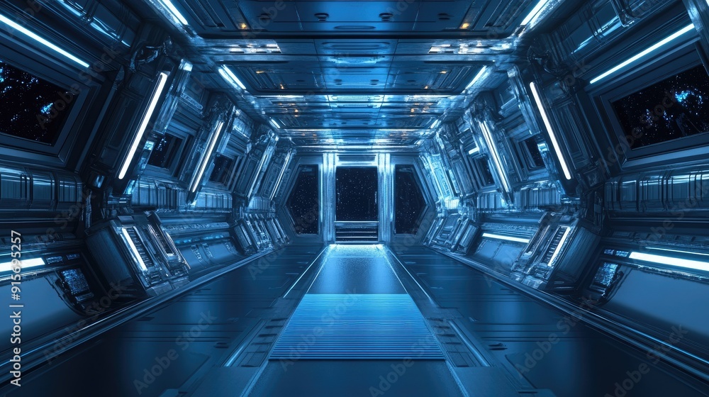 Futuristic cubic space station in a sci-fi universe. 3D illustration. Futuristic cubic space station in a sci-fi universe. 3D illustration.