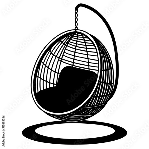 A hanging wicker chair vector silhouette