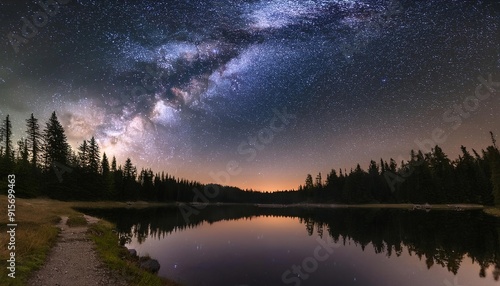 Wallpaper Mural A breathtaking view of a vast, starry night sky with the Milky Way stretching majestically across the horizon, capturing the infinite beauty of the universe. Torontodigital.ca